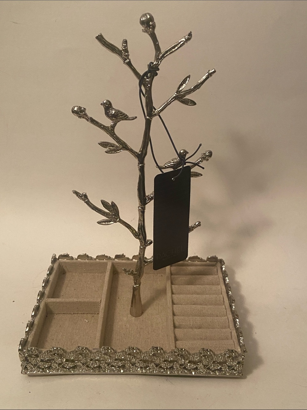 RACHEL Rachel Roy Silver Branch Jewelry Stand w/Canvas Jewelry Organizer  Tray